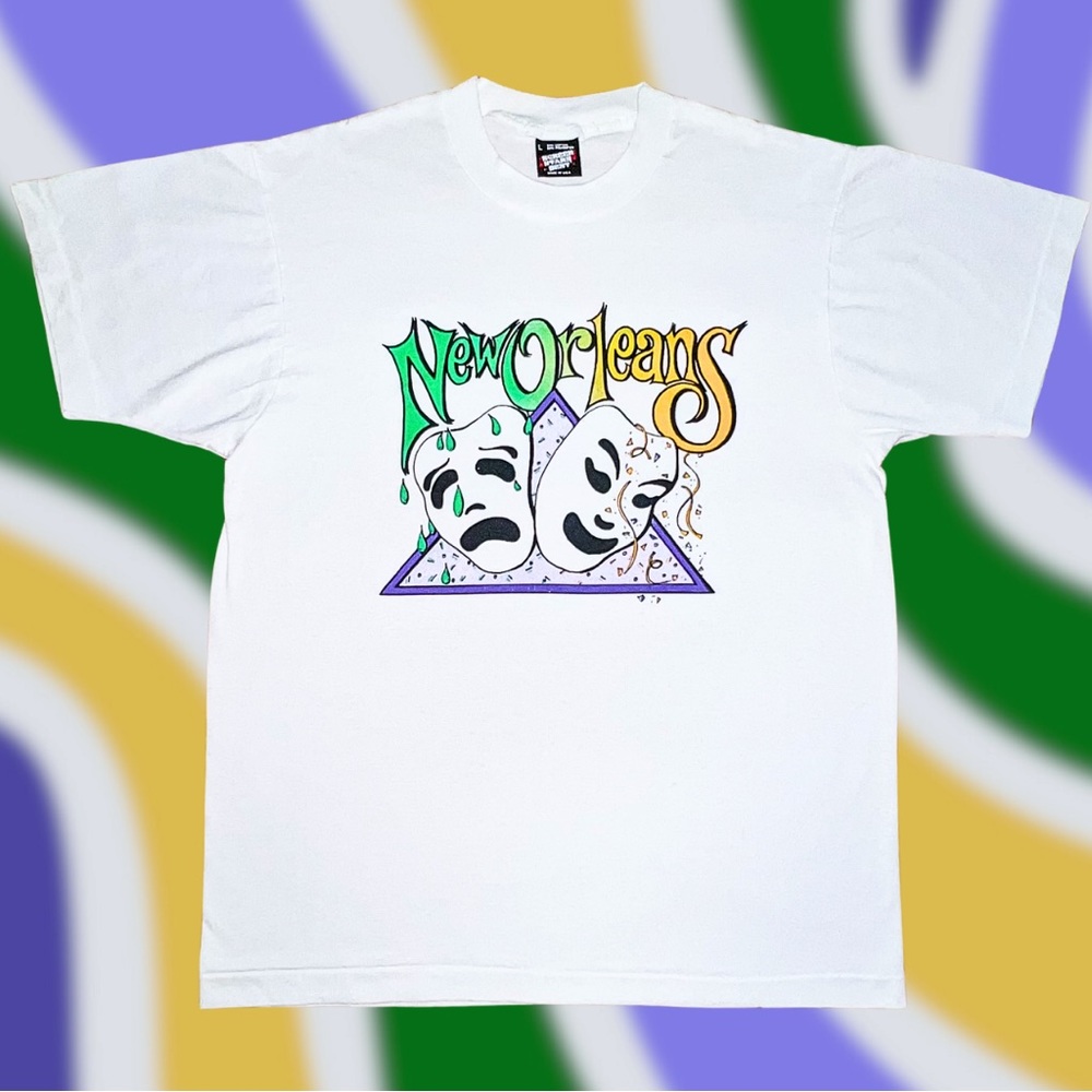 RARE 1990s Mardi Gras T-Shirt ⚡️ Screen Stars ⚡️ Large ⚡️ Mardi Gras Graphic Tee